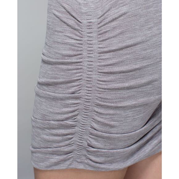 Lululemon In The Flow Dress Heathered Medium Grey Seamless Ruched Dress size 8 - Picture 4 of 11